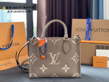 Replica Original Copy Louis Vuitton M45779 Onthego PM Embossed Grained Cowhide Leather Beige Cream