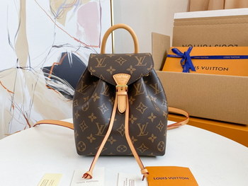Replica Replica Louis Vuitton M45502 Montsouris BB Backpack in Classic Monogram Canvas and Black Cowhide Leather