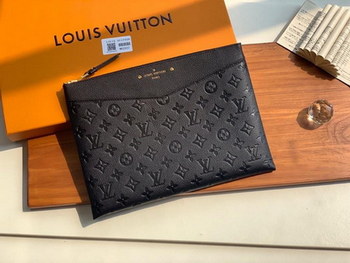 Replica Replica Louis Vuitton Women Daily Pouch Monogram Empreinte Leather Noir M62937