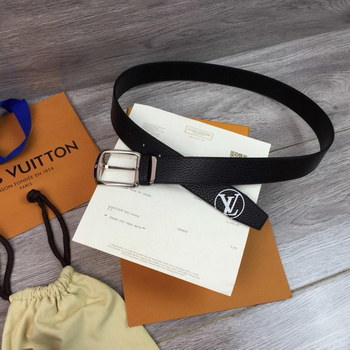 Replica Original Copy Louis Vuitton Width 35cm Men Leather Belt With Silver Buckle 040