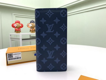 Replica 2021 New Replica Louis Vuitton M80424 Navy Blue Monogram Cowhide Leather Brazza Wallet