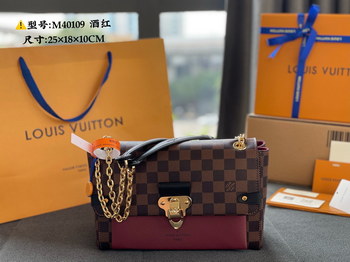 Replica High End Louis Vuittion N40109 Vavin PM Chain Bag lack and Bordeaux Red