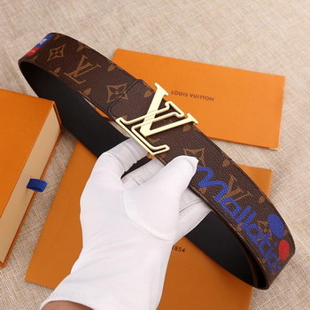Replica Cheap Replica Louis Vuitton Men Leather Belt Width 4cm 073