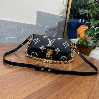Replica Top Copy Louis Vuitton M45859 Favorite Shoulder Bag Black and Beige Cowhide Leather