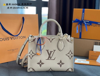 Replica Original Copy Louis Vuitton M45779 Onthego PM Embossed Grained Cowhide Leather Beige