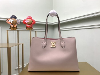 Replica Replica Louis Vuitton M575346 Lockme Shopper Handbag in Supple Calf Leather Greige
