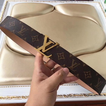 Replica Cheap Louis Vuitton Men Reversible Leather Belt With Gold Buckle 027