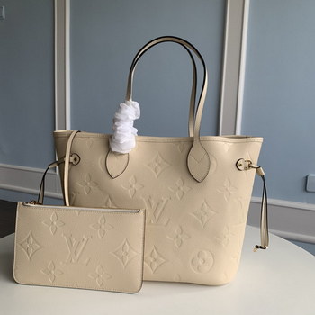 Replica Replica Louis Vuitton M45684 Neverfull MM Tote Embossed Cowhide Leather Cream