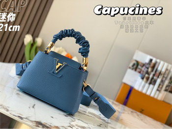 Replica Replica Top Sale Louis Vuitton Capucines Mini Handbag Blue Taurillon Leather M58726 Spring Fashion