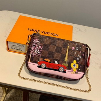 Replica Copy Louis Vuitton M60259 Mini Pochette Accessoires in Damier Ebene Coated Canvas