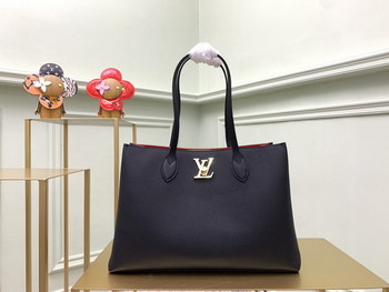 Replica Replica Louis Vuitton M575345 Lockme Shopper Handbag in Supple Calf Leather Black
