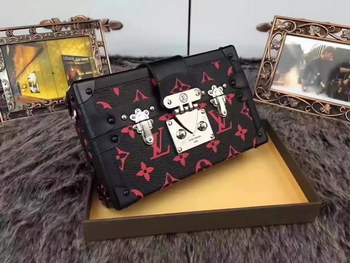 Replica Louis Vuitton Epi Leather Black and Red Petite Malle Malletage Bag