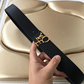 Replica Cheap Louis Vuitton Men Reversible Leather Belt With Gold Buckle 032