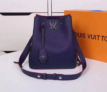 Replica Louis Vuitton M54677 Lockme Bucket Soft Calfskin Exterior Blue