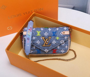 Replica Replica Louis Vuitton Women New Wave Chain Pochette Washed Denim M67531