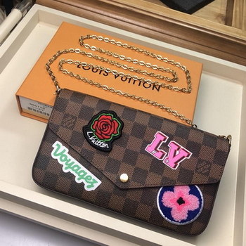 Replica Original Copy Louis Vuitton N60129 Pochette Felicie Damier Ebene Coated Canvas Exterior