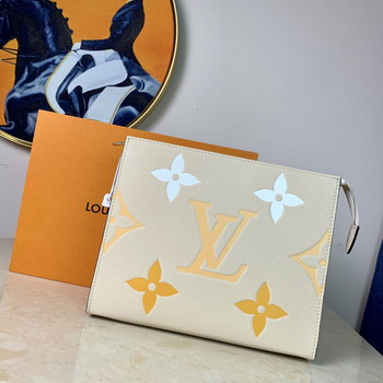 Replica Replica Louis Vuitton M80504 Toiletry Pouch 26 Embossed Cowhide Leather Beige