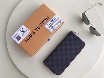Replica Louis Vuitton N63304 Men Zippy Wallet Vertical Damier Graphite Bordeaux