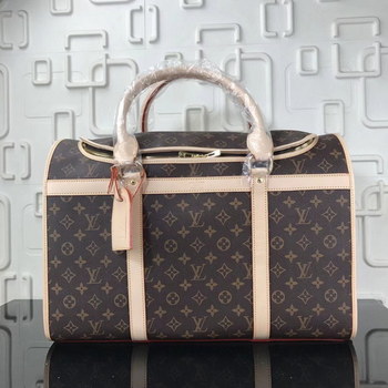 Replica Original Copy Louis Vuitton M42021 Dog Carrier 50 Monogram Canvas Cross Grain Rounded Leather Handles