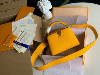 Replica Original Copy Louis Vuitton M56071 Capucines Mini Handbag Taurillon Leather Yellow