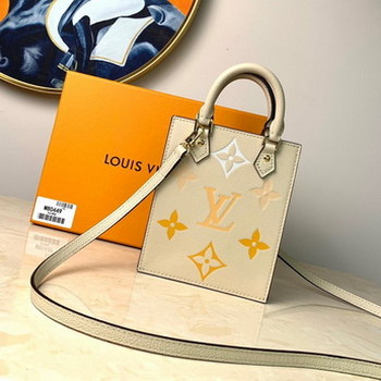 Replica Copy Louis Vuitton M80449 Petit Sac Plat Monogram Empreinte Embossed Supple Grained Cowhide Leather Cream