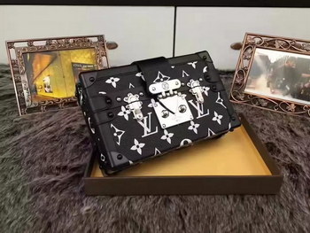 Replica Louis Vuitton Epi Leather Black and White Petite Malle Malletage Bag