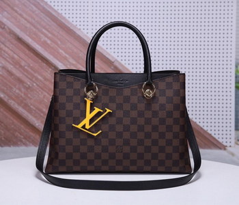 Replica Replica Louis Vuitton Women N40050 LV Riverside Damier Ebene Coated Canvas and Taurillon Grained Leather Noir