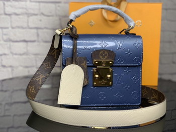 Replica Replica Louis Vuitton M90373 Spring Street Debossed Monogram Vernis Patent Cowhide Leather Bleu Jean Blue