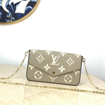 Replica Replica Louis Vuitton M69977 Pochette Felicie Monogram Empreinte Embossed Supple Grained Cowhide Leather Grey