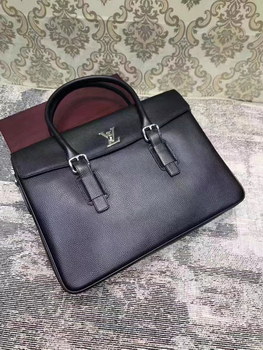 Replica Louis Vuitton 2017 Men Flap Leather Briefcase Black