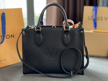 Replica Original Copy Louis Vuitton Onthego PM Embossed Grained Cowhide Leather Black