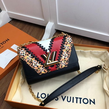 Replica Replica Louis Vuitton Women Twist MM Handbag Red and White Grained Epi Leather M53926