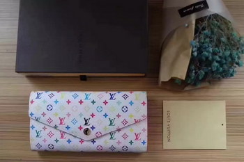 Replica Louis Vuitton M60668 Sarah Monogram Multicolore Canvas Women Wallet White