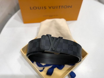 Replica Cheap Replica Louis Vuitton Linitiales Damier Graphite Men Leather Belt Width 4cm M9808S 064