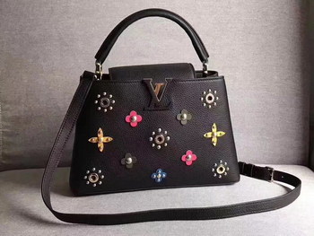 Replica Louis Vuitton M54311 Capucines PM Taurillon Leather Monogram Flowers Noir