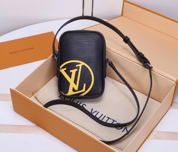 Replica Replica Louis Vuitton M55120 Danube PM Black Epi leather and Signed with Acid green LV Initials