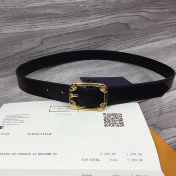 Replica Louis Vuitton M9941 Width 25cm Women Leather Belt Black With Gold Buckle 038