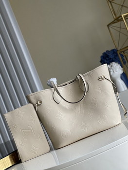Replica Replica Louis Vuitton M45684 Neverfull MM Embossed Cowhide Leather Cream
