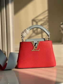 Replica Replica Louis Vuitton M57520 Capucines Mini Handbag Coral Greige Beige Olympe Blue Taurillon Leather