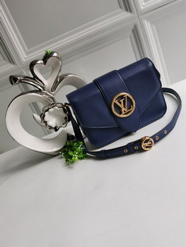 Replica NEW Replica Louis Vuitton Pont 9 Handbag Smooth Leather Dark Blue