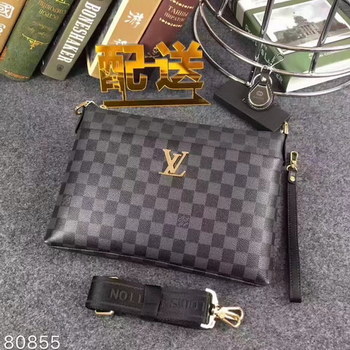Replica Louis Vuitton M80855 Men Clutch Bag Damier Graphite Canvas