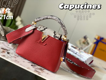 Replica 2022 New Style Louis Vuitton Capucines 21cm Red Taurillon Leather With Python
