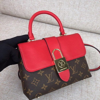 Replica Replica Louis Vuitton M44322 Women Locky BB Bag Monogram Coated Canvas and Smooth Cowhide Leather Coquelicot