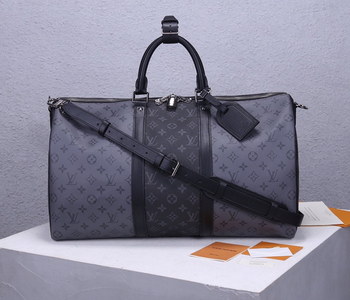 Replica AAA Replica Louis Vuitton M45392 Mens Keepall Bandouliere 50 Alternates Blocks of Dark Monogram Eclipse Canvas