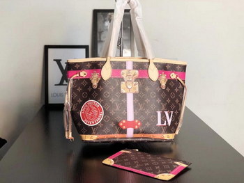 Replica Louis Vuitton M41390 Neverfull MM Printed Monogram Coated Canvas and Leather Patches