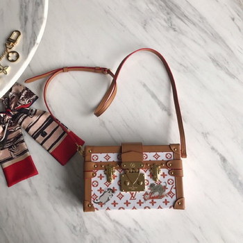 Replica Replica 2019 Louis Vuitton M44407 Petite Malle Women Box Bag Monogram Canvas White