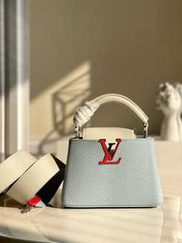 Replica Replica Louis Vuitton M57519 Capucines Mini Handbag Olympe Blue Red White Taurillon Leather