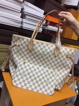 Replica Louis Vuitton N41605 Neverfull MM Damier Azur Canvas Beige