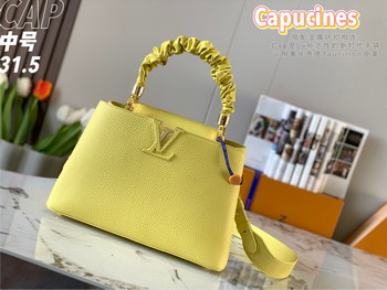 Replica Replica Top Sale Louis Vuitton Capucines MM Handbag Yellow Taurillon Leather Spring Fashion