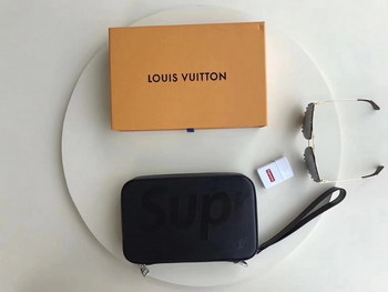 Replica Louis Vuitton M64207 Men Supreme Kasai Clutch Bag Damier Graphite Black